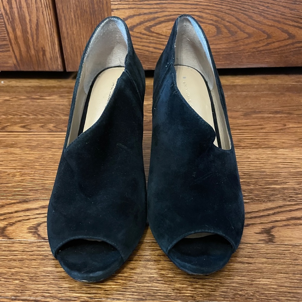 Ann Taylor Black Suede 3 Inch Heels